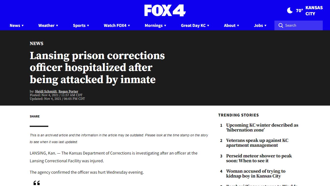 Lansing corrections officer hospitalized after inmate attack